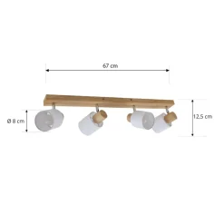 Lindby Wanessa downlight, 67 cm, 4 lyskilder, tre, hvit, E14