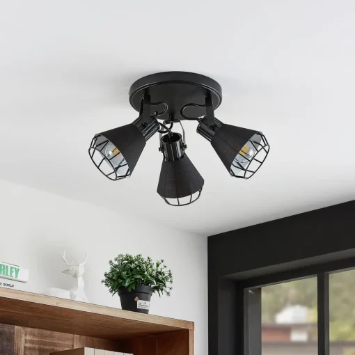 Lindby Yusei spotlight, 3 lyskilder, rund| Spotter I Tak