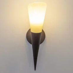 Lindby -vegglampe Alva, rustfarget, glass, 34 cm høy, E14| Design- Og Hotellbelysning|Vegglamper