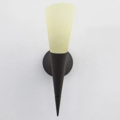 Lindby -vegglampe Alva, rustfarget, glass, 34 cm høy, E14| Design- Og Hotellbelysning|Vegglamper