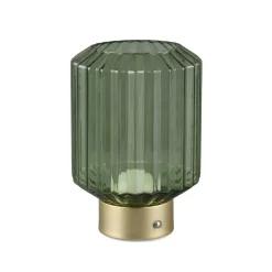 Reality Leuchten Lord LED-bordlampe, messing/grønn, høyde 19,5 cm, glass| Bordlamper