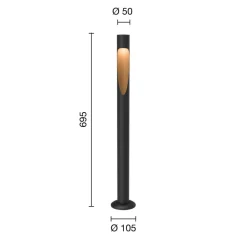 Louis Poulsen veilampe Flindt, 930 svart 70 cm sokkel 24 V| Gatebelysning, Pullert Belysning