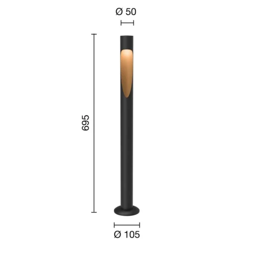 Louis Poulsen veilampe Flindt, 930 svart 70 cm sokkel 24 V| Gatebelysning, Pullert Belysning
