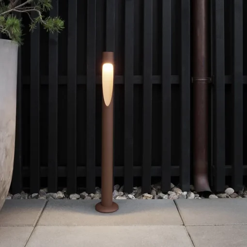 Louis Poulsen veilampe Flindt, 930, corten 70 cm sokkel 24 V| Gatebelysning, Pullert Belysning