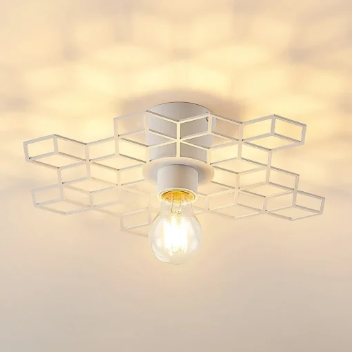 Lucande Alexaru vegglampe, ruter, hvit Discount
