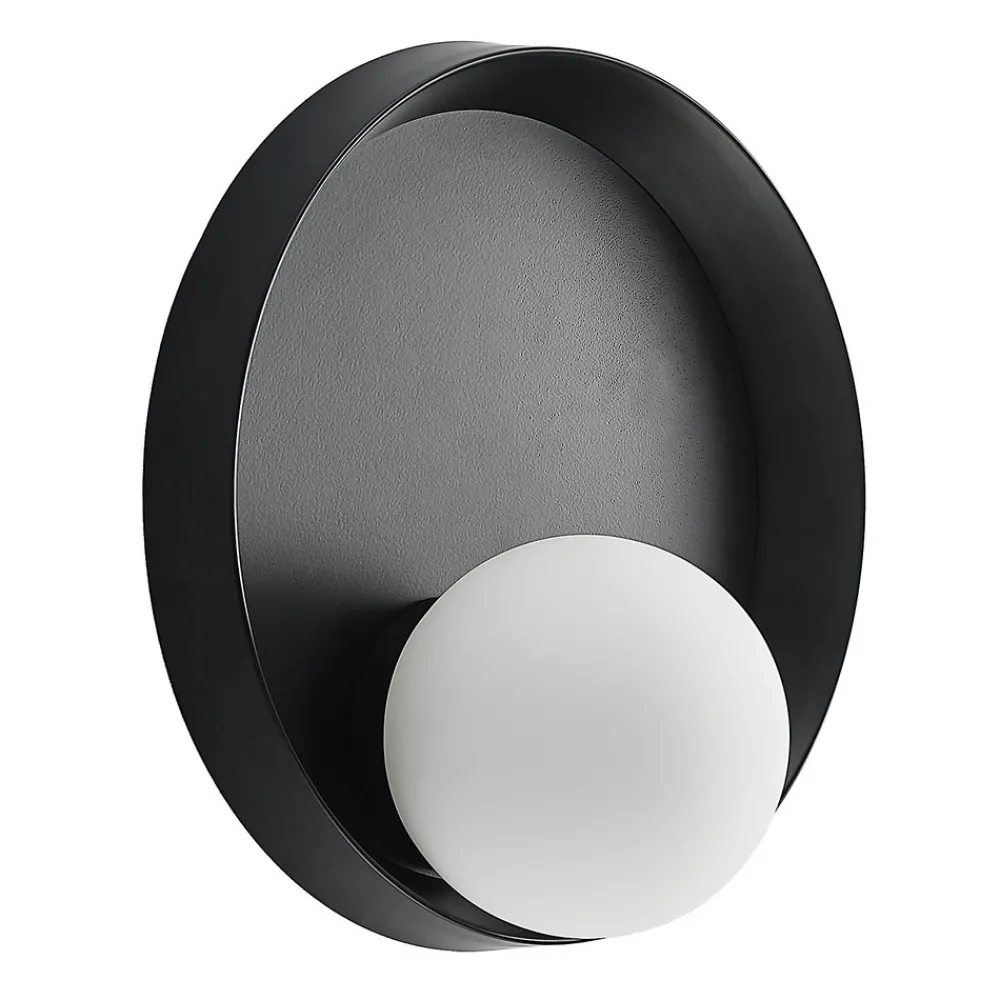 Lucande Andelina vegglampe, rund, svart New