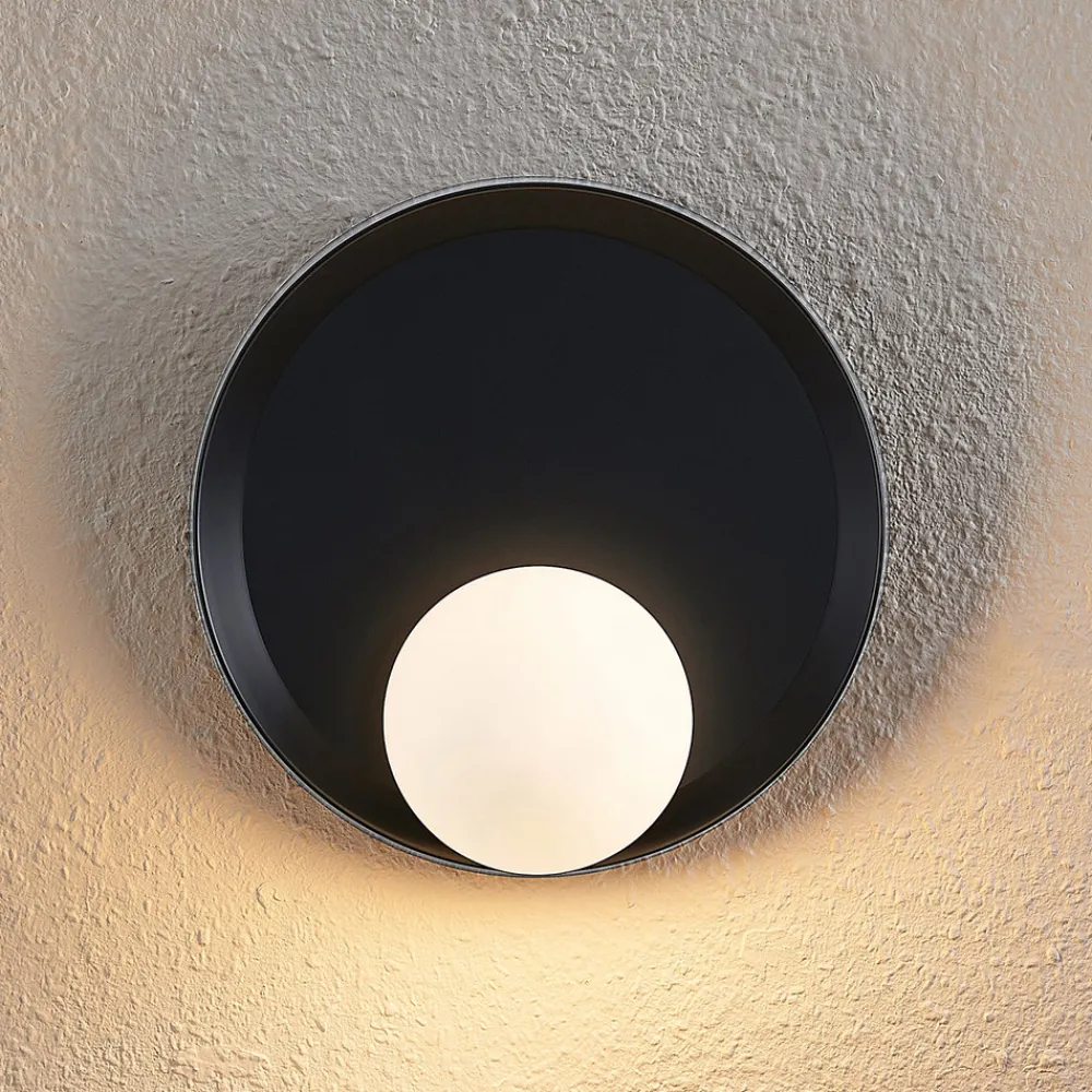 Lucande Andelina vegglampe, rund, svart New