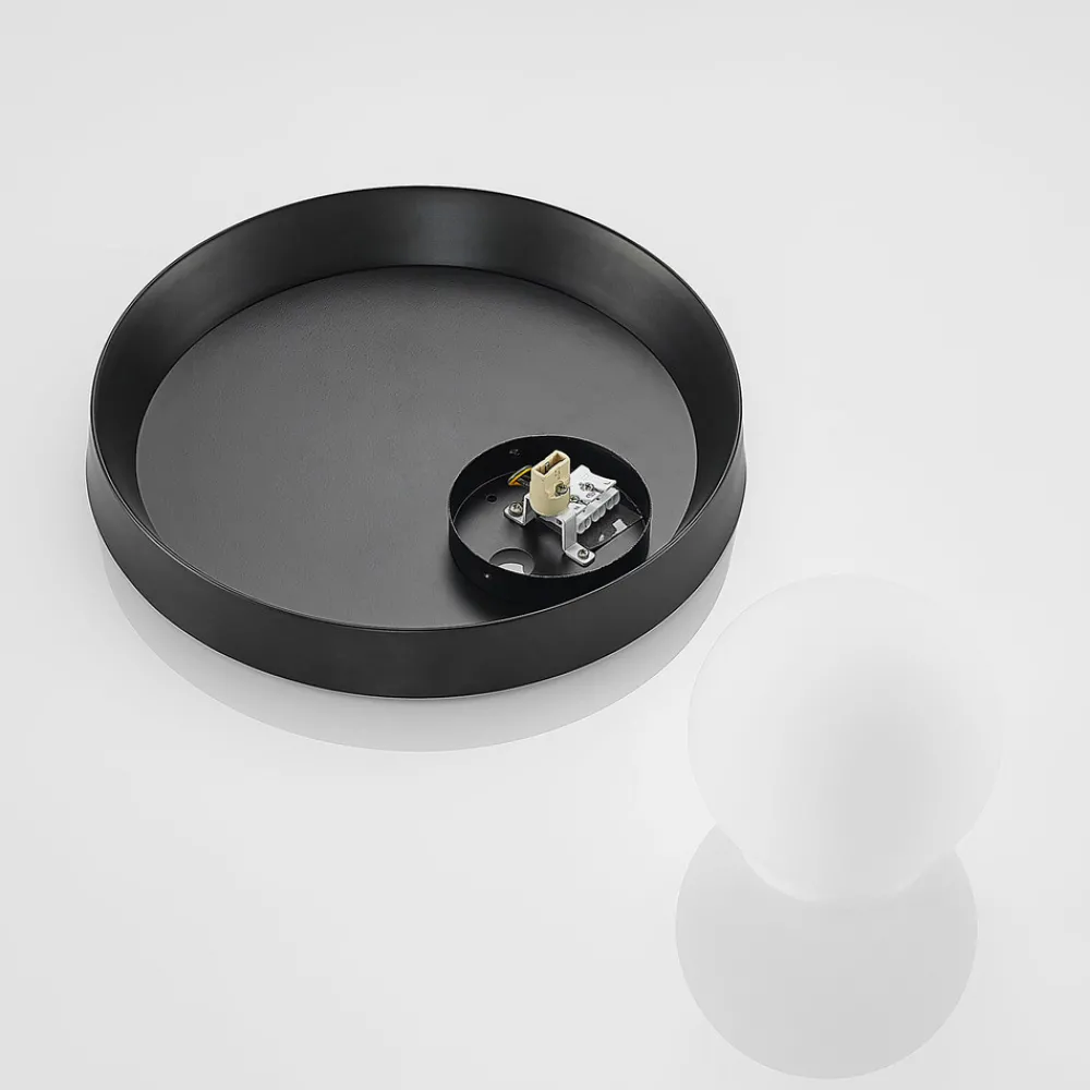 Lucande Andelina vegglampe, rund, svart New