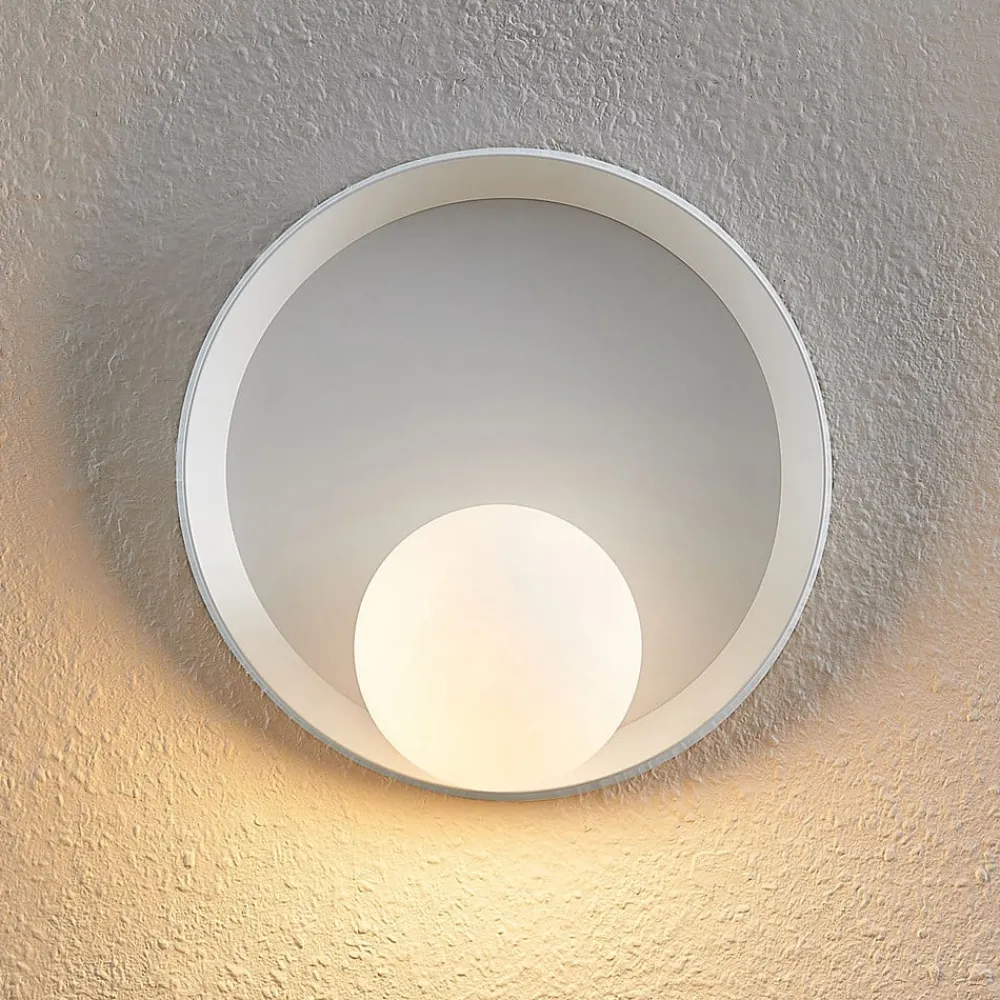 Lucande Andelina vegglampe, rund, hvit| Vegglamper