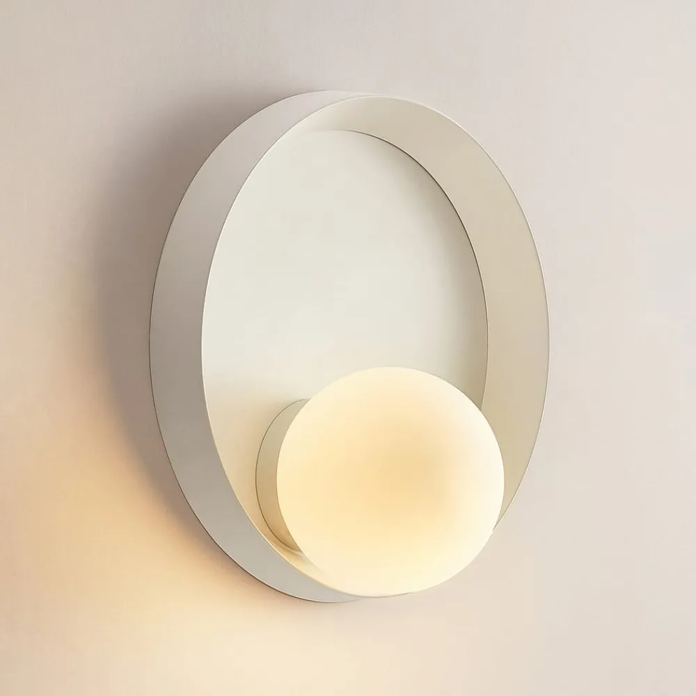 Lucande Andelina vegglampe, rund, hvit| Vegglamper