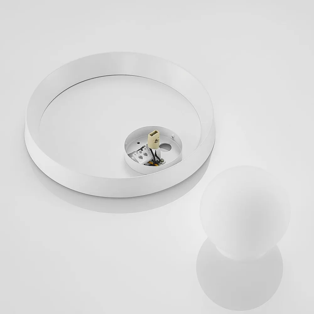 Lucande Andelina vegglampe, rund, hvit| Vegglamper