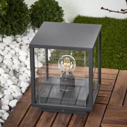 Lucande Annalea sokkellampe, 55 cm, antrasitt, IP54| Sokkellamper Med Sensor|Terrassebelysning