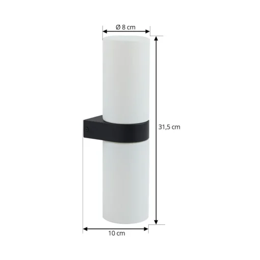 Lucande Basolo vegglampe til bad, svart, høyde 31,5 cm, glass| Vegglamper