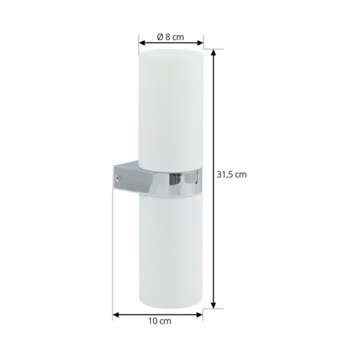 Lucande Basolo vegglampe til bad, krom, høyde 31,5 cm, glass, IP44 New