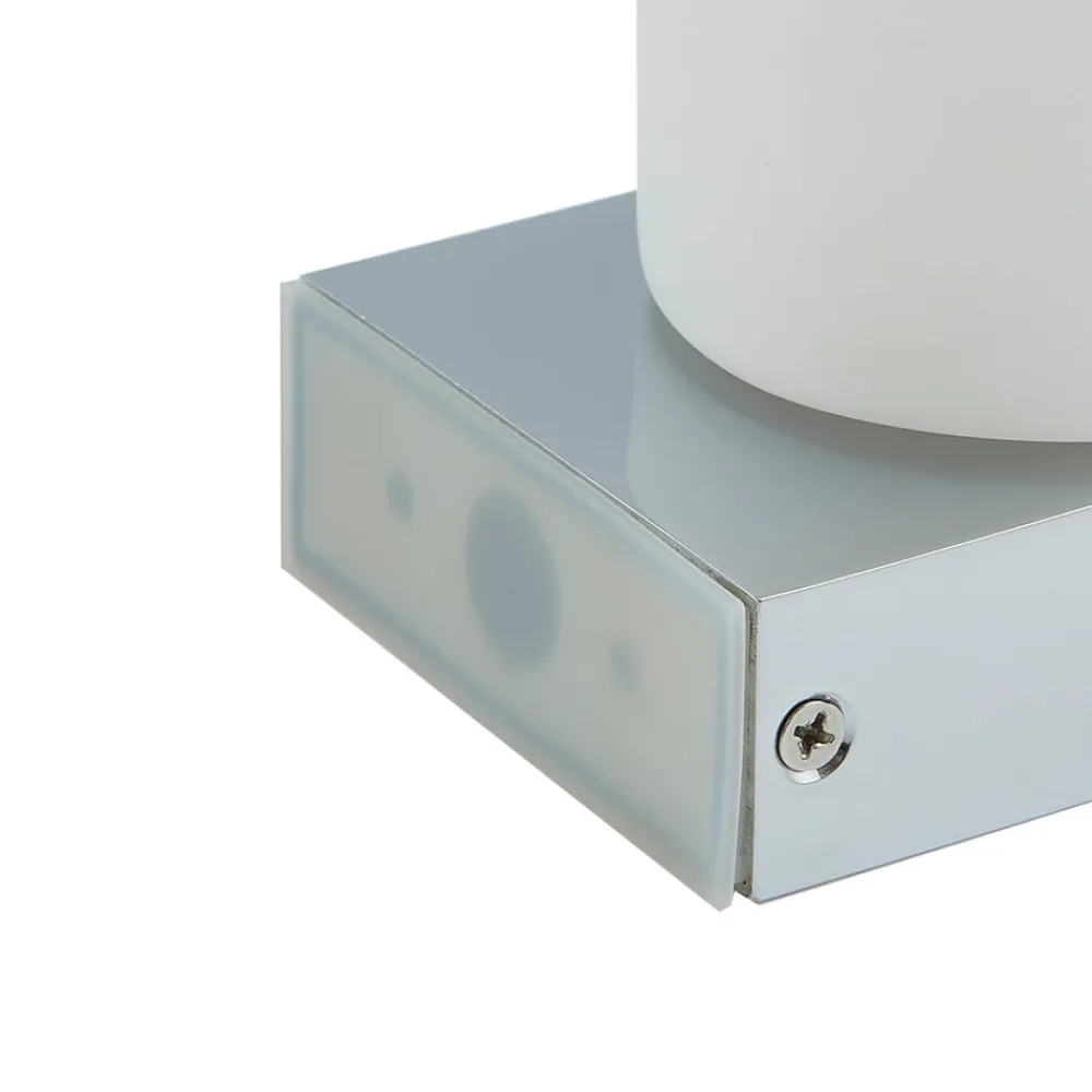 Lucande Basolo vegglampe til bad, krom, høyde 17,2 cm, glass| Vegglamper