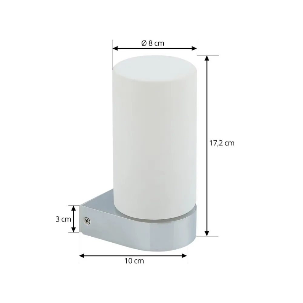 Lucande Basolo vegglampe til bad, krom, høyde 17,2 cm, glass| Vegglamper