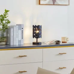 Lucande bordlampe Aeloria, svart, jern, Ø 12 cm, E27| Bordlamper