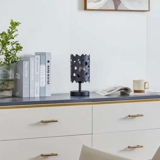 Lucande bordlampe Aeloria, svart, jern, Ø 12 cm, E27| Bordlamper