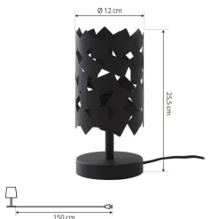 Lucande bordlampe Aeloria, svart, jern, Ø 12 cm, E27| Bordlamper