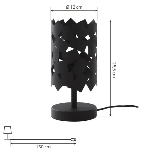 Lucande bordlampe Aeloria, svart, jern, Ø 12 cm, E27| Bordlamper