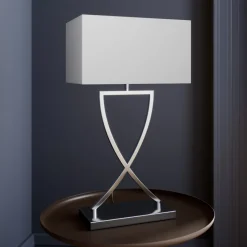 Lucande bordlampe Evaine, krom/hvit, metall, 66 cm, E27 Sale