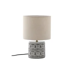 Lucande bordlampe Thalorin, 36,5 cm, svart/hvit, keramikk New