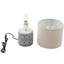 Lucande bordlampe Thalorin, 36,5 cm, svart/hvit, keramikk New