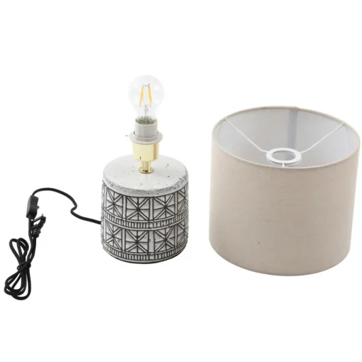 Lucande bordlampe Thalorin, 36,5 cm, svart/hvit, keramikk New