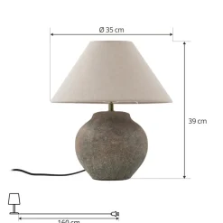 Lucande bordlampe Thalorin, høyde 39 cm, brun, keramikk| Bordlamper