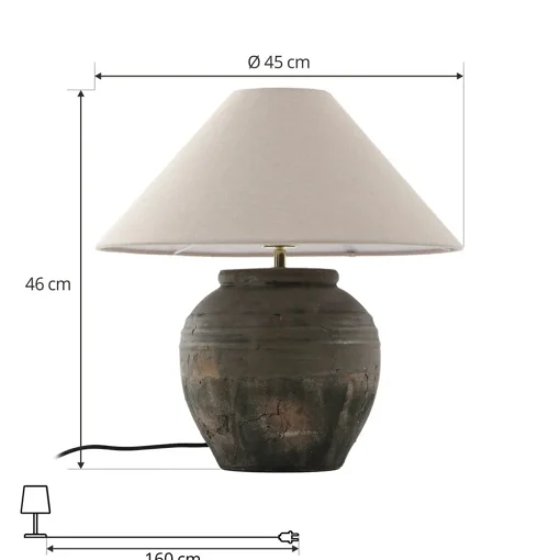 Lucande bordlampe Thalorin, høyde 46 cm, grå, keramikk Online