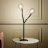 Lucande Carlea bordlampe, 2 lysk., svart nikkel| Bordlamper