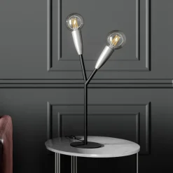 Lucande Carlea bordlampe, 2 lysk., svart nikkel| Bordlamper