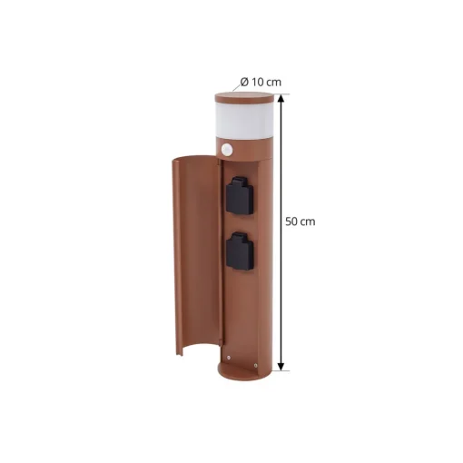 Lucande Corban sokkellampe, rust, sensor, stikkontakter, IP44 Online