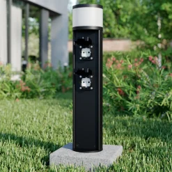 Lucande Corban sokkellampe, grå, stikkontakter, G9, IP44| Sokkellamper Med Sensor|Terrassebelysning