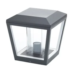 Lucande Dunia sokkellampe, antrasitt, metall, 24 cm, IP54| Sokkellamper Med Sensor|Terrassebelysning