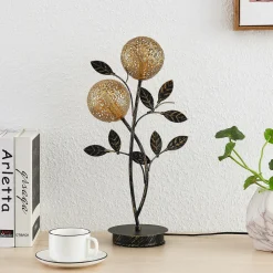 Lucande Evory bordlampe, 48 cm, 2 lyskilder, svart/gull, G9