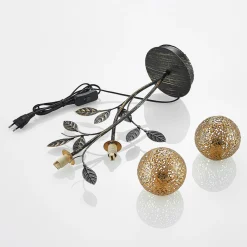 Lucande Evory bordlampe, 48 cm, 2 lyskilder, svart/gull, G9