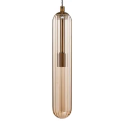 Lucande Freylin pendellampe, 1-lys, rav, glass, 6 cm| Pendellamper