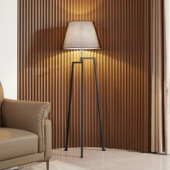 Lucande gulvlampe Amona, svart, tekstil, 150 cm, stativ Sale