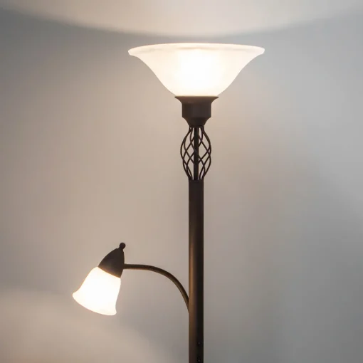 Lucande Gulvlampe Dunja, hvit/rust, metall, leselampe Best