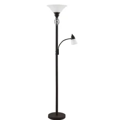 Lucande Gulvlampe Dunja, hvit/rust, metall, leselampe Best