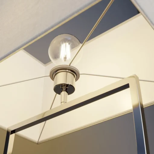 Lucande gulvlampe Evaine, krom/hvit, metall, 157 cm, E27| Gulvlamper