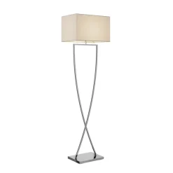 Lucande gulvlampe Evaine, krom/hvit, metall, 157 cm, E27| Gulvlamper