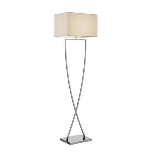 Lucande gulvlampe Evaine, krom/hvit, metall, 157 cm, E27| Gulvlamper