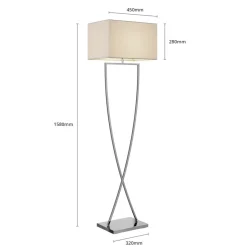 Lucande gulvlampe Evaine, krom/hvit, metall, 157 cm, E27| Gulvlamper