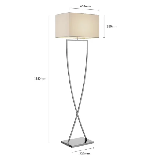 Lucande gulvlampe Evaine, krom/hvit, metall, 157 cm, E27| Gulvlamper