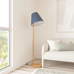 Lucande gulvlampe Jinda, blå, tre, stoff, 160 cm, E27 Clearance