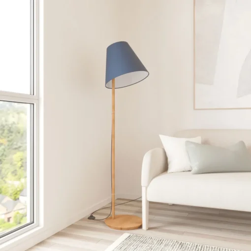Lucande gulvlampe Jinda, blå, tre, stoff, 160 cm, E27 Clearance