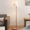 Lucande gulvlampe Jinda, hvit, tre, stoff, 160 cm, E27| Gulvlamper