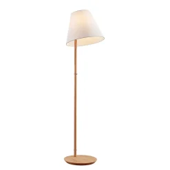 Lucande gulvlampe Jinda, hvit, tre, stoff, 160 cm, E27| Gulvlamper
